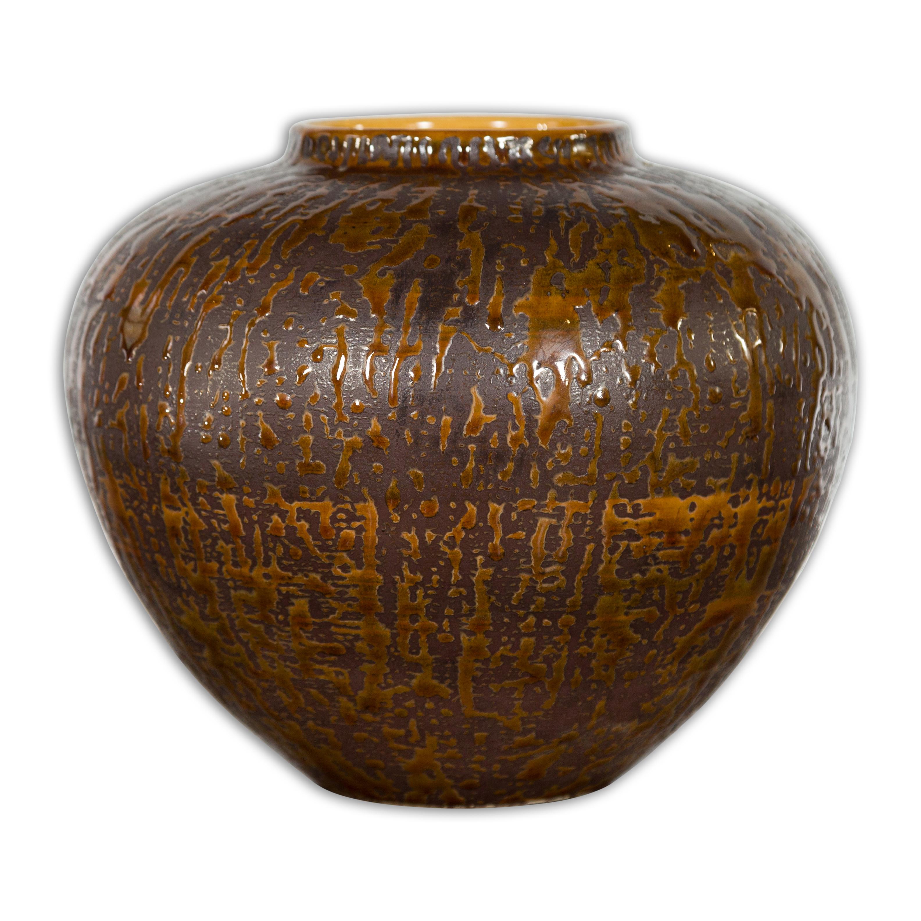 Vintage Artisan Prem Collection Two-Toned Ceramic Jar with Caramel Toned Glaze 6