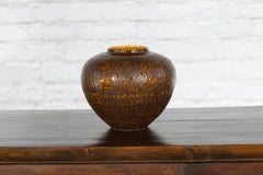 Vintage Artisan Prem Collection Two-Toned Ceramic Jar with Caramel Toned Glaze