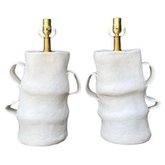 Lampade artigianali d'epoca in ceramica a lastra - una coppia