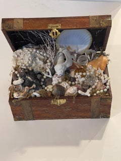 Vintage Artisan Treasure Cost Chest with Sea Shells