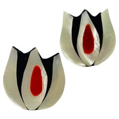 Vintage artisan unique flower earrings