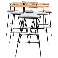 Taburetes de acero de artista vintage hechos a mano - juego de 6