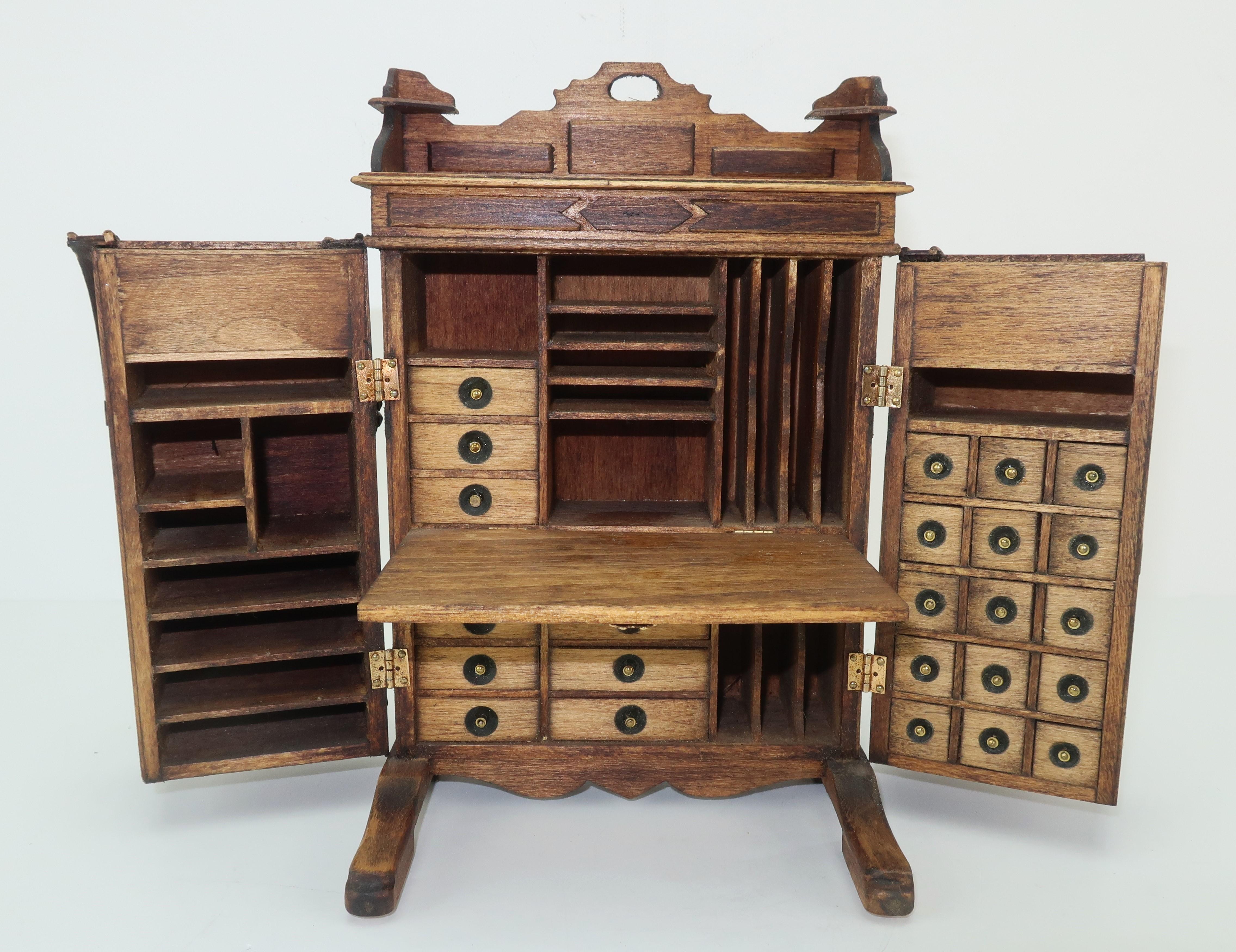 Vintage Artist Made Miniature Victorian Wooton Desk In Good Condition In Atlanta, GA
