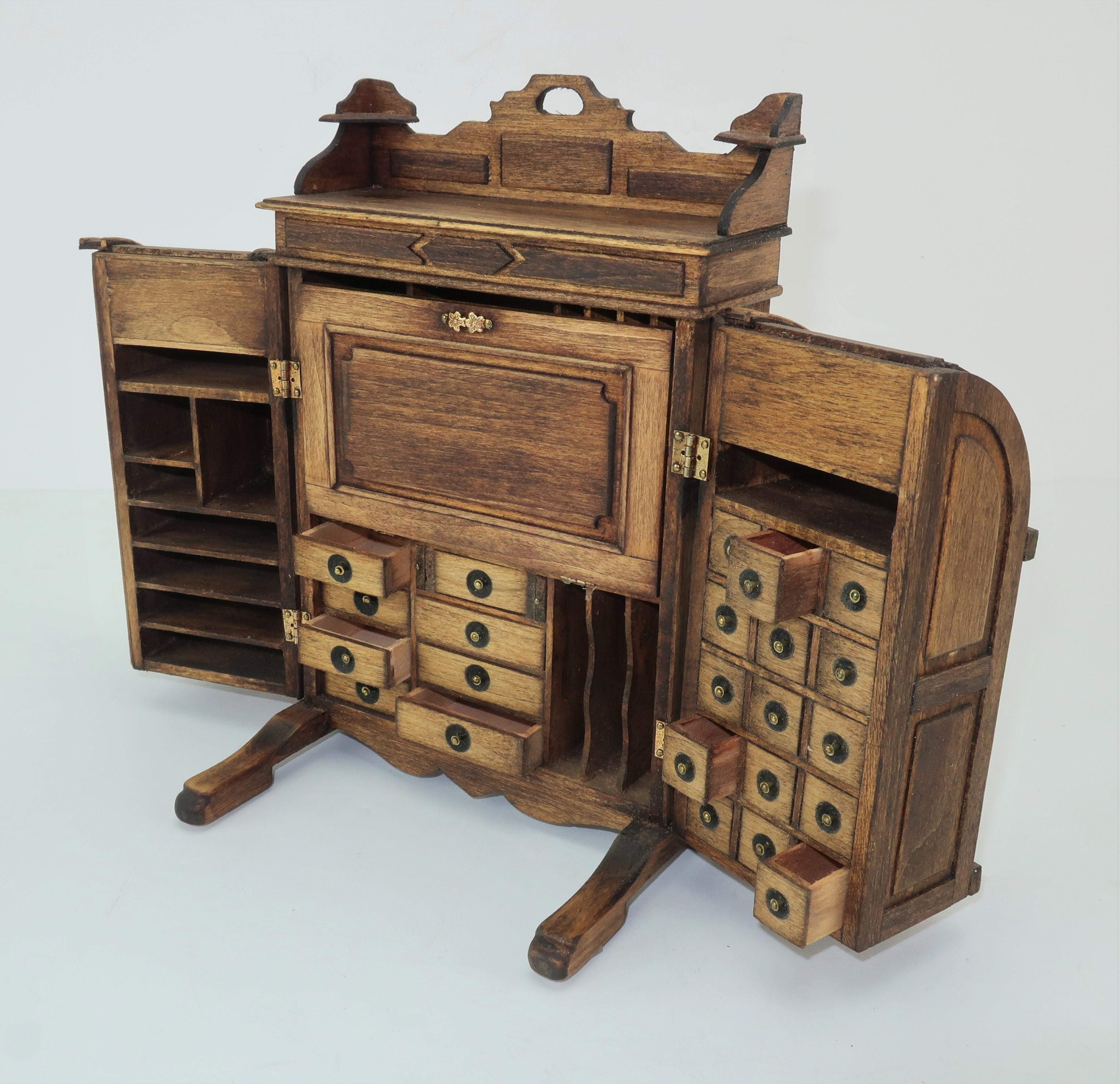 Vintage Artist Made Miniature Victorian Wooton Desk 3