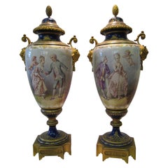 Antique Artist Signed Sevres Urns