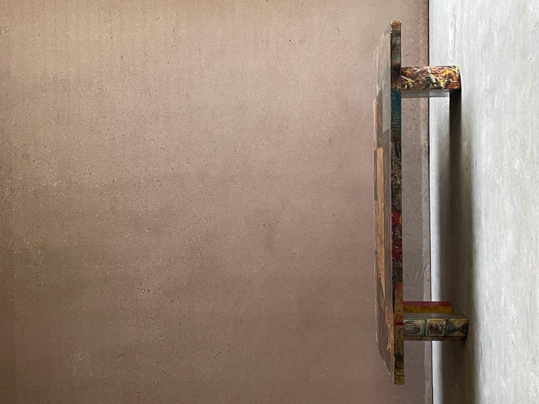 Vintage Artist Signed Studio Mixed Media Coffee Table 1989 For Sale at