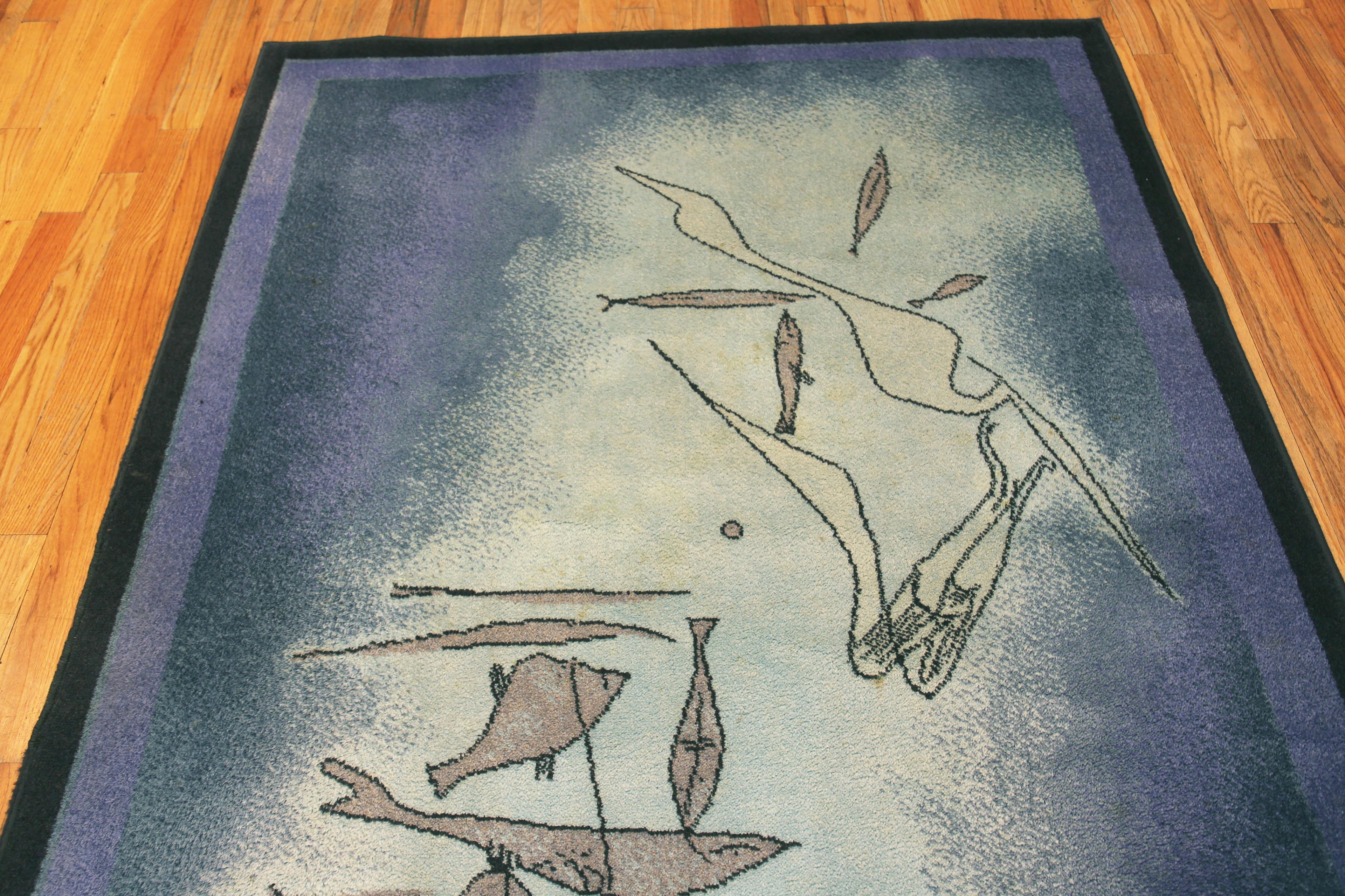 Hand-Knotted Vintage Artistic Paul Klee Fish Area Rug. 6 ft x 9 ft 2 in