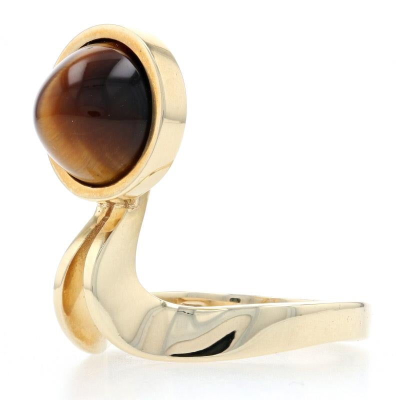 Vintage Artistic Tiger Eye Ring, 9k Yellow Gold Distinctive Solitaire 3