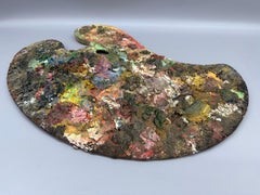 Vintage Artist's Palette, Heavy Pigment Build-Up, Circa 1950, Folk Art
