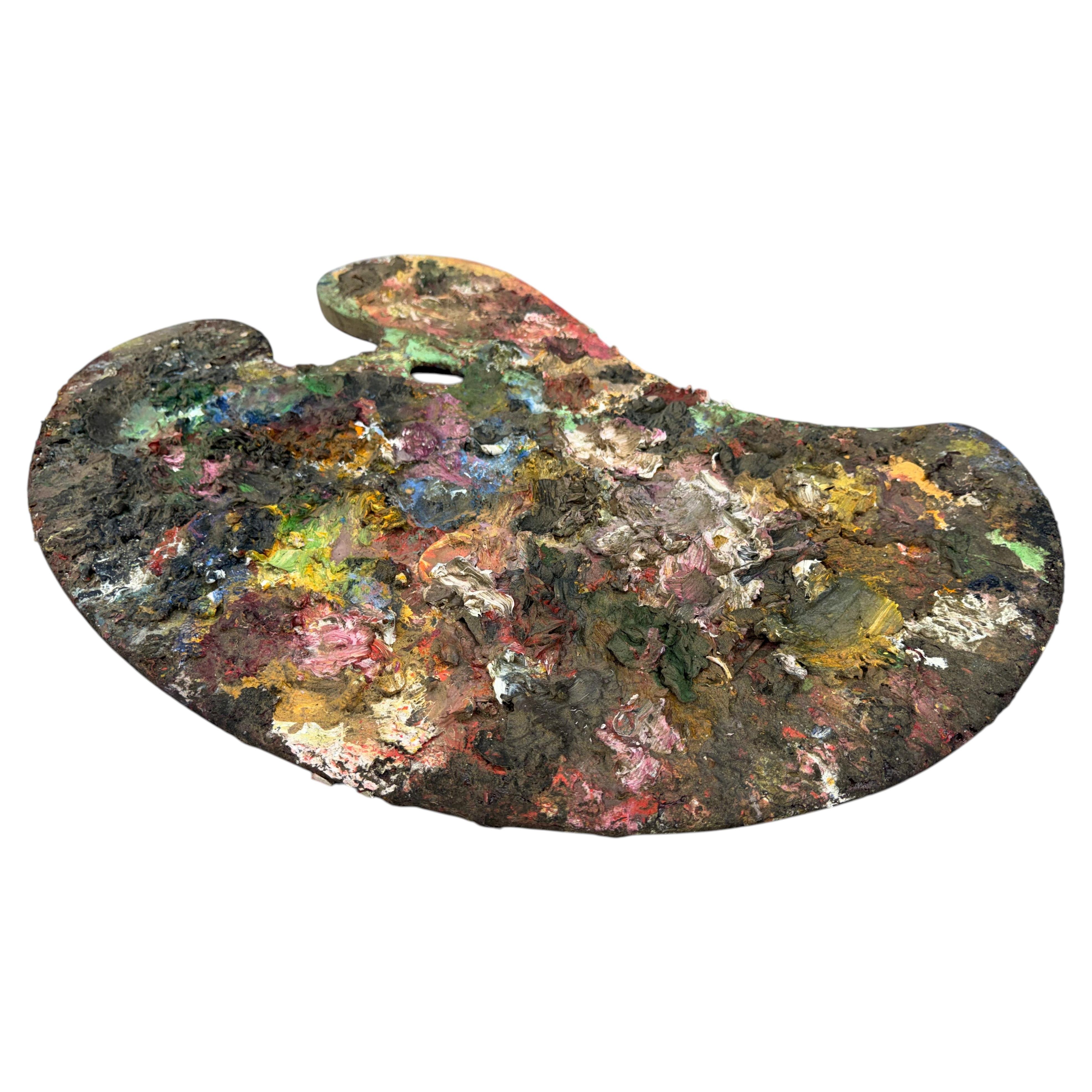 Vintage Artist's Palette, Heavy Pigment Build-Up, Circa 1950, Folk Art
