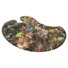 Vintage Artist's Palette, Heavy Pigment Build-Up, Circa 1950, Folk Art