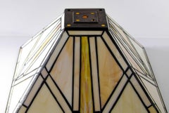 Vintage Arts and Crafts Mission Frank Lloyd Wright Style Stained Glass Shade