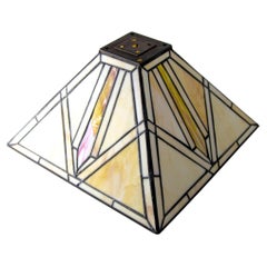 Vintage Arts and Crafts Mission Frank Lloyd Wright Style Stained Glass Shade