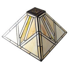 Vintage Arts and Crafts Mission Frank Lloyd Wright Style Stained Glass Shade
