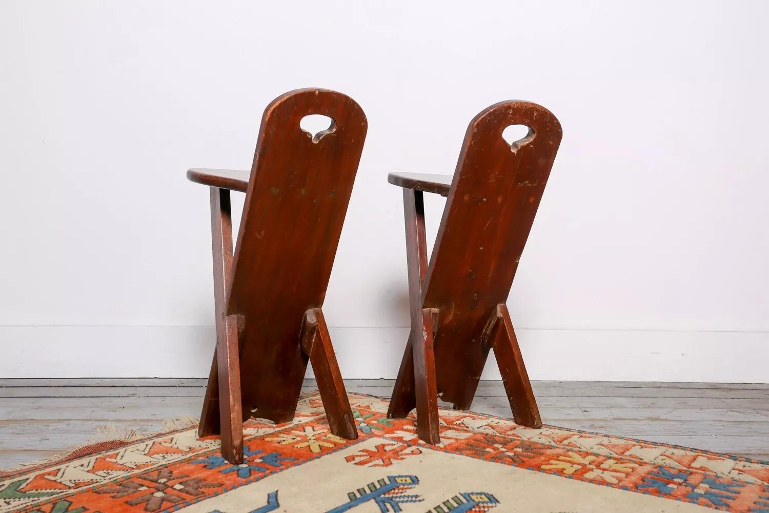 Wood Vintage Arts and Crafts Primitive Artists Side Chair For Sale