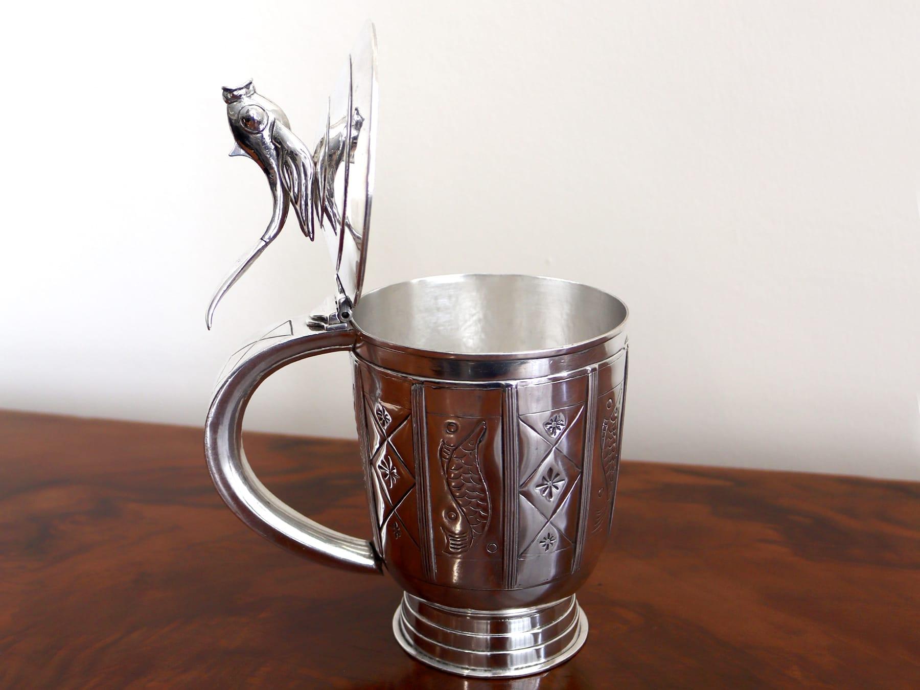 Mid-20th Century Vintage Arts and Crafts Sterling Silver Tankard (1958) For Sale