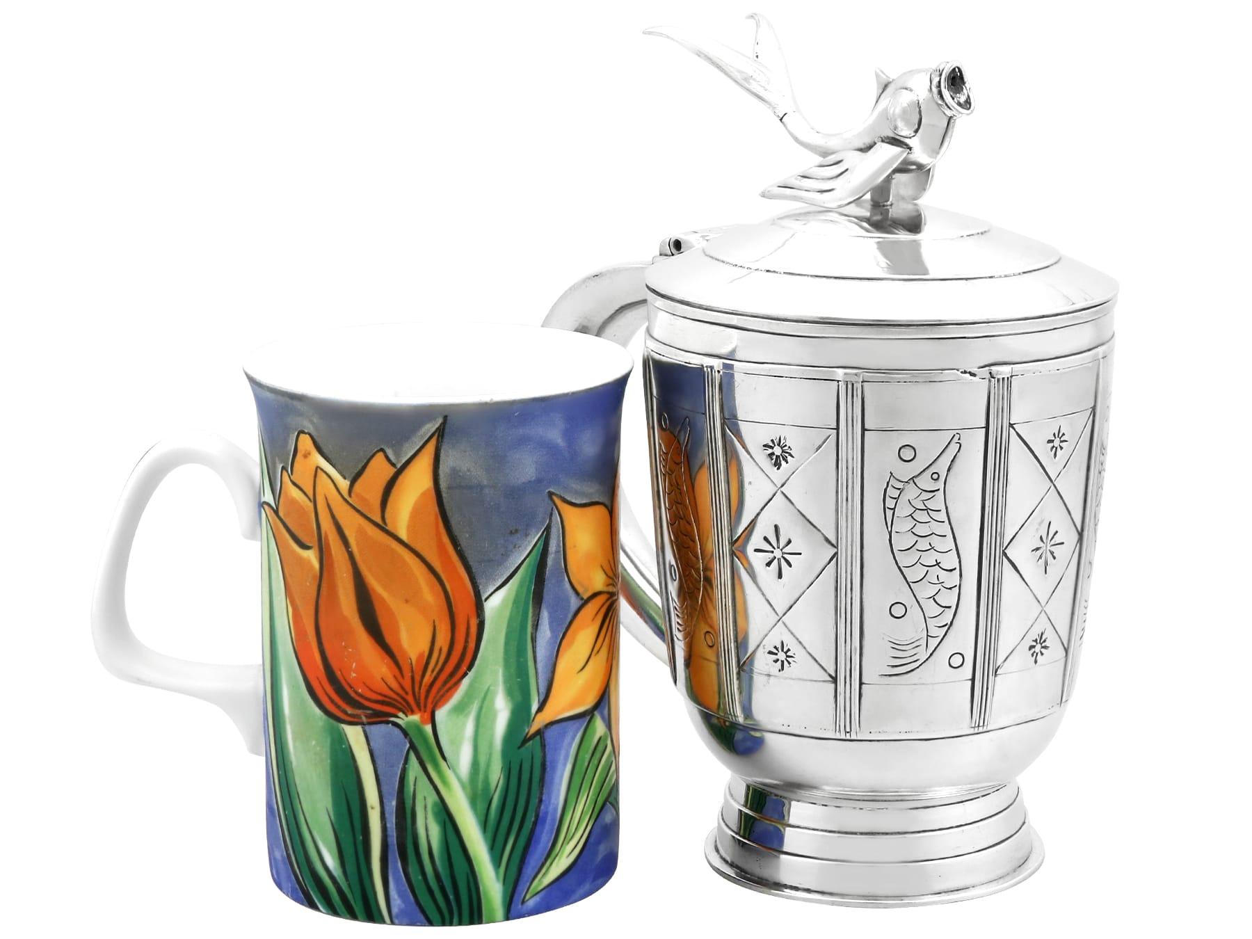Vintage Arts and Crafts Sterling Silver Tankard (1958) For Sale 1
