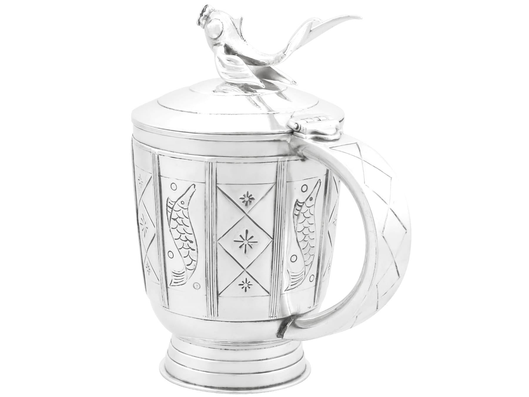 Vintage Arts and Crafts Sterling Silver Tankard (1958) For Sale 4