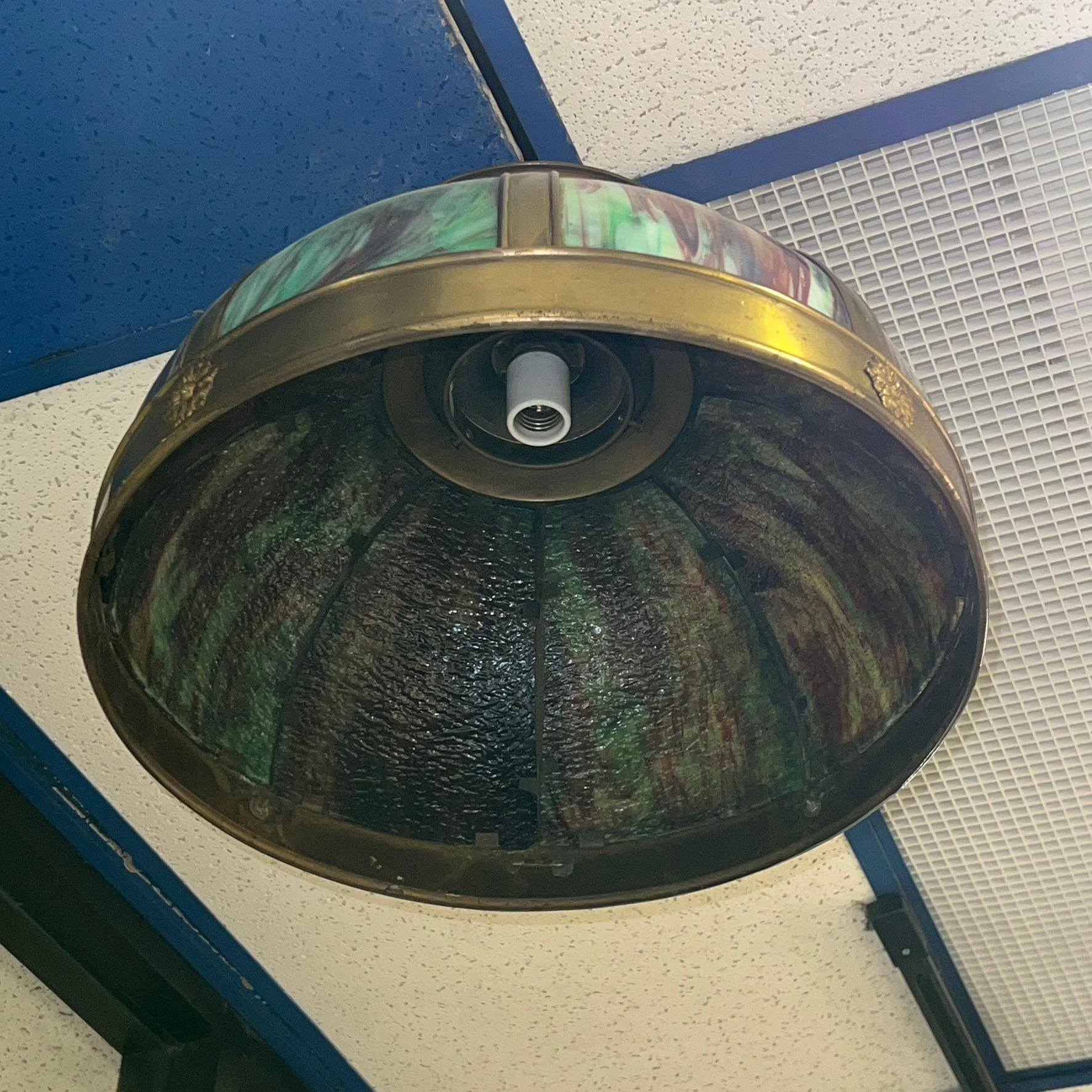 vintage slag glass hanging lamp