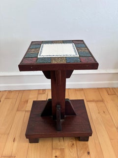 Vintage Arts and Crafts Tile-Top Side Table / Plant Stand
