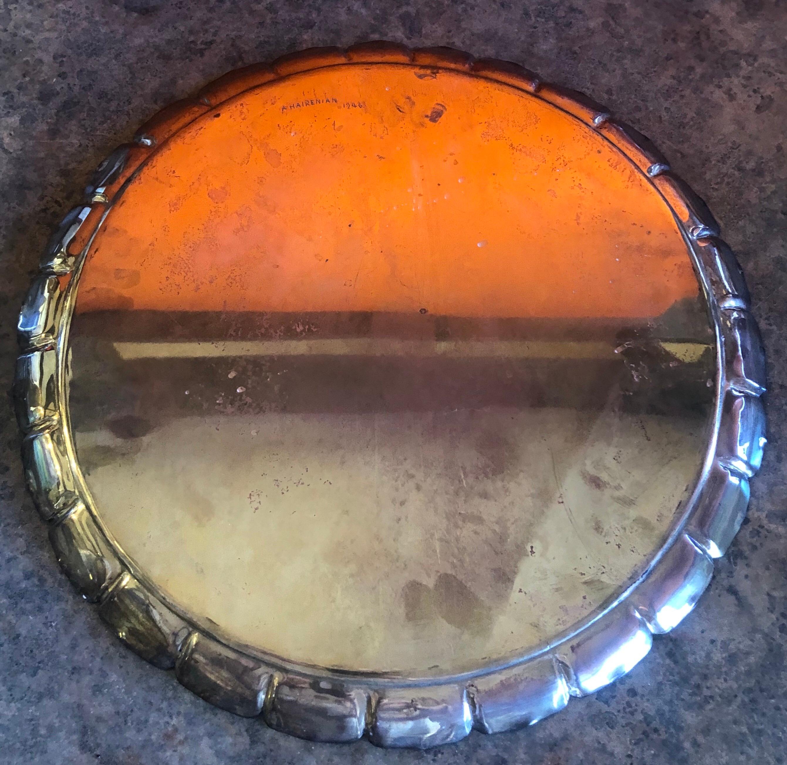 Vintage Arts & Crafts Copper Tray by Armenic Hairenian In Good Condition For Sale In San Diego, CA