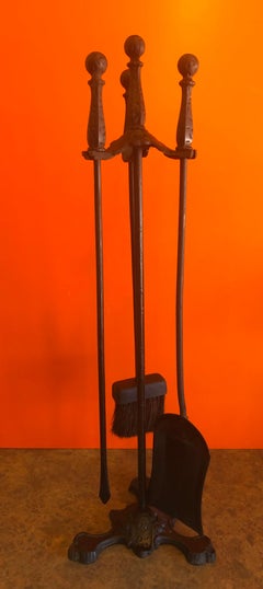 Vintage Arts & Crafts / Craftsman Cast Iron Fireplace Tool Set