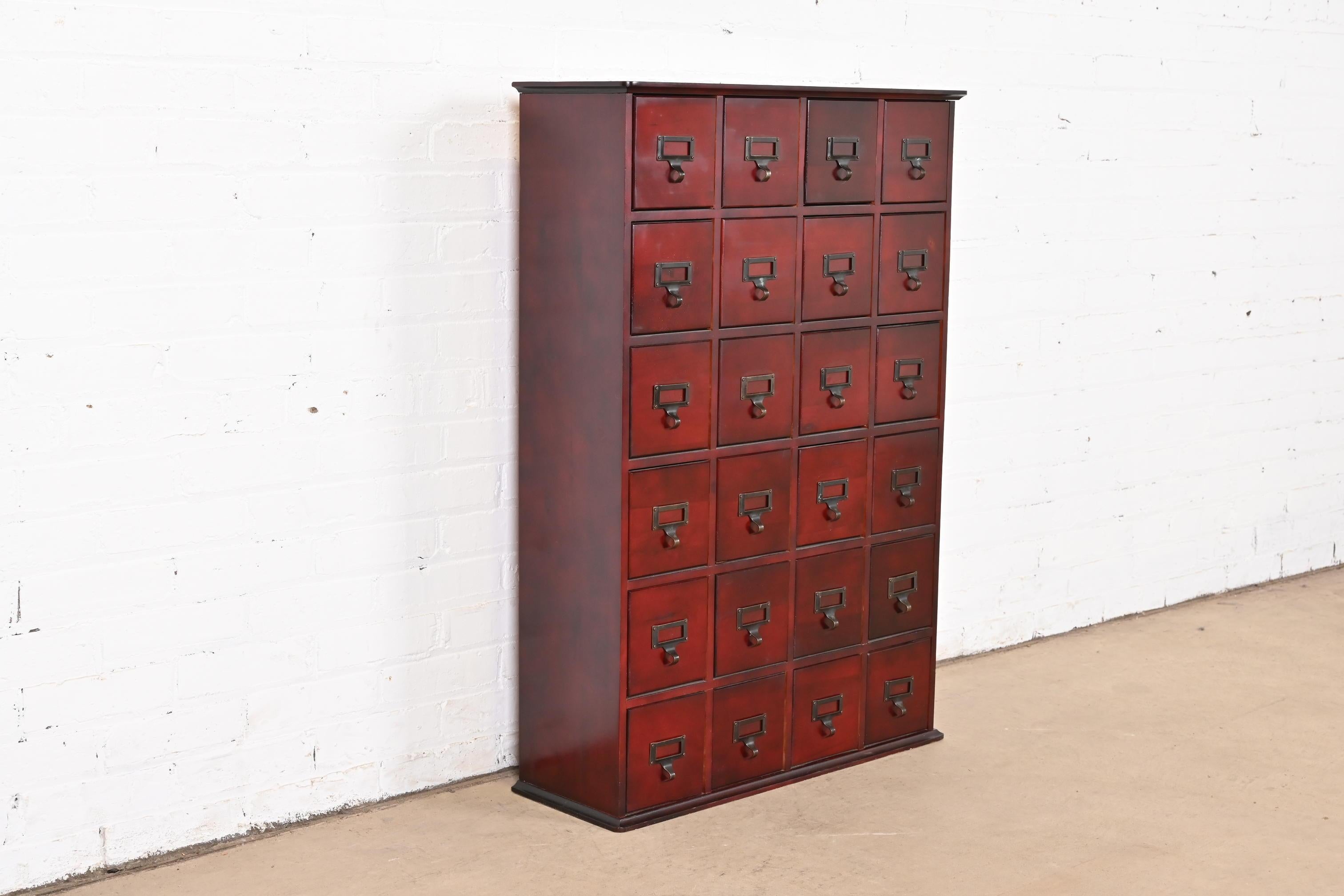 Vintage Arts & Crafts Mahogany 24-Drawer Card Catalog Filing Cabinet In Good Condition For Sale In South Bend, IN