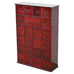 Vintage Arts & Crafts Mahogany 24-Drawer Card Catalog Filing Cabinet