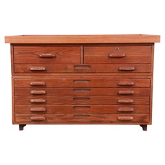 Vintage Arts & Crafts Oak Architect's Blueprint Flat File Cabinet by Hamilton