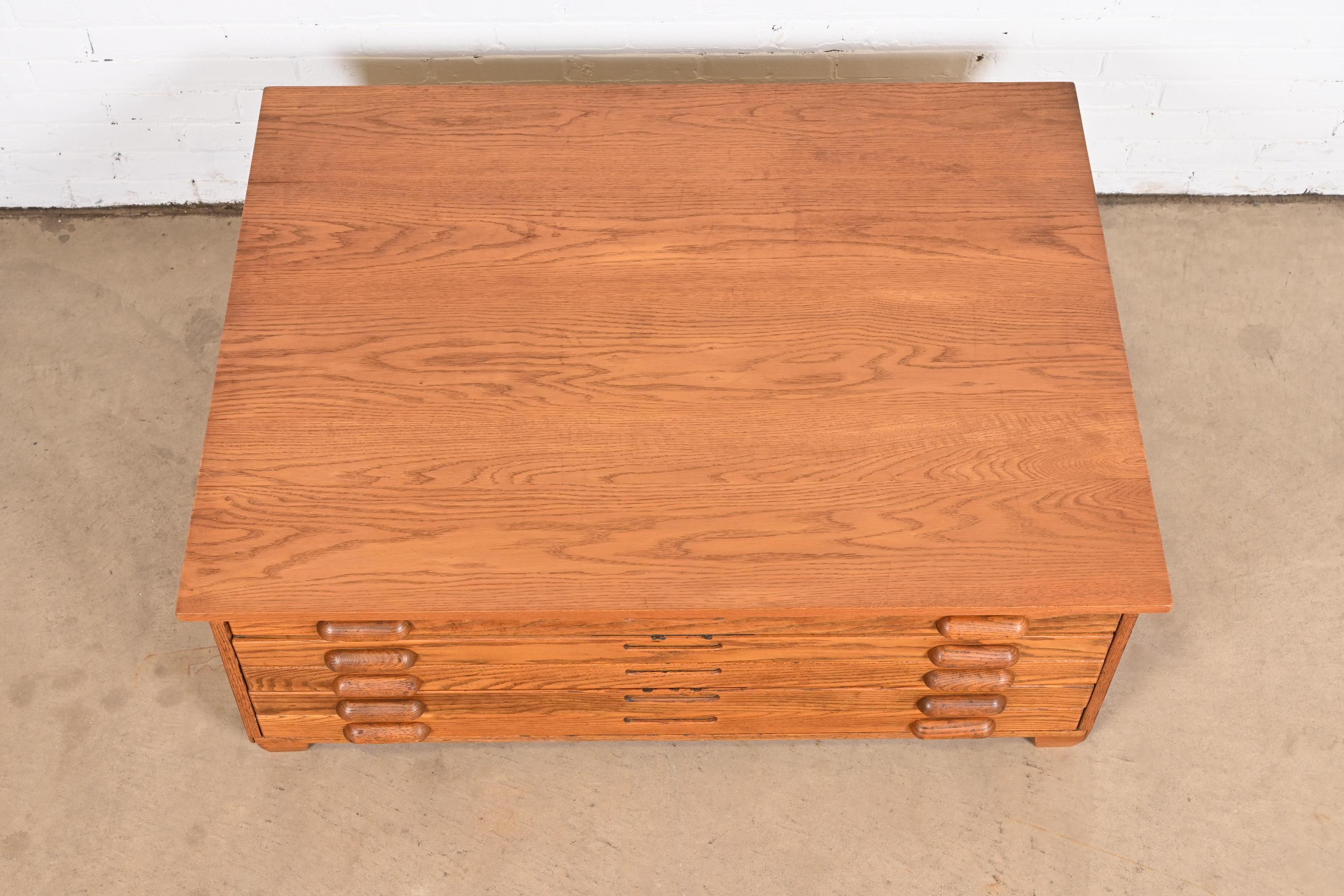 Vintage Arts & Crafts Oak Architect's Blueprint Flat File Cabinet 6