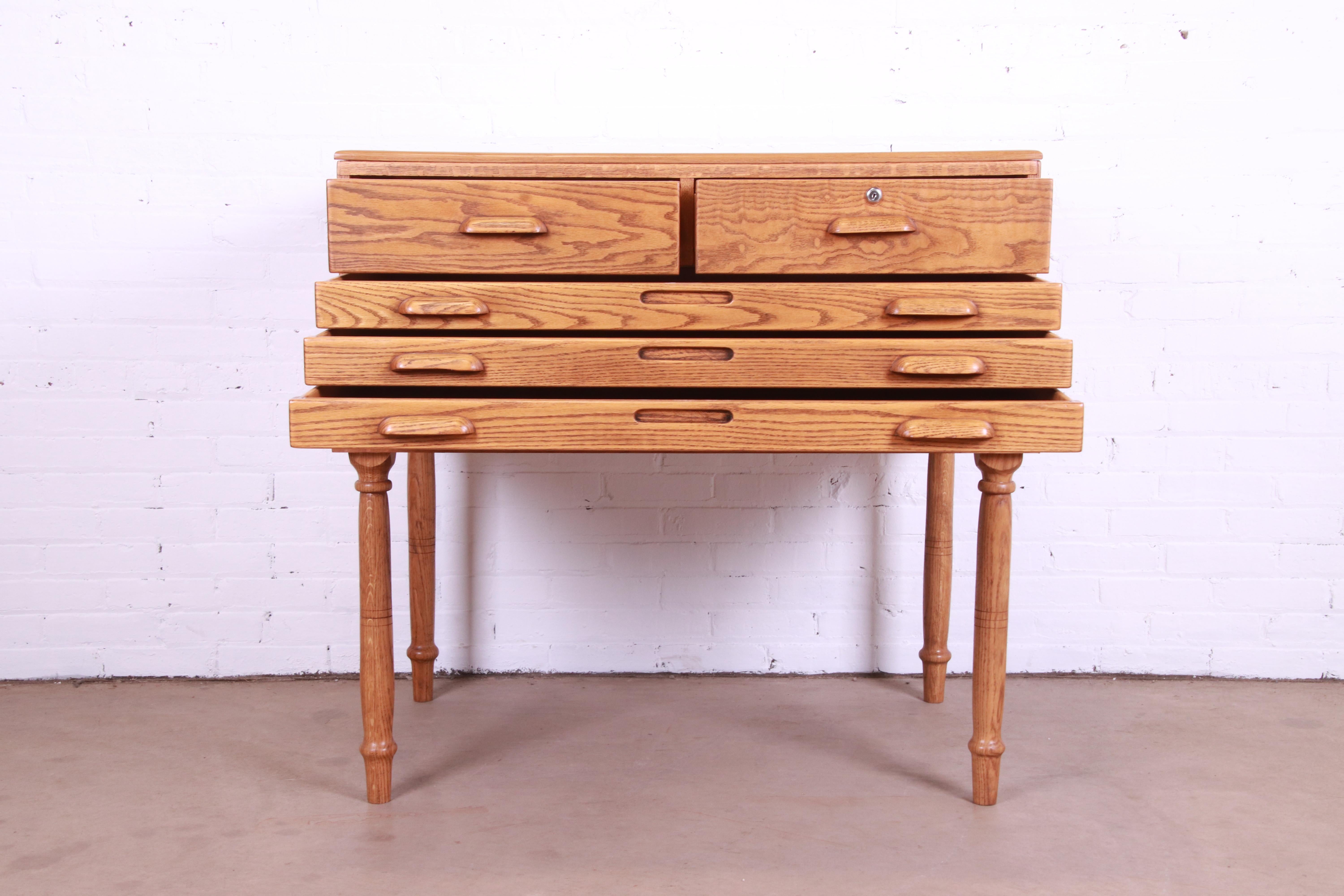 Vintage Arts & Crafts Oak Architect's Blueprint Flat File Cabinet 1