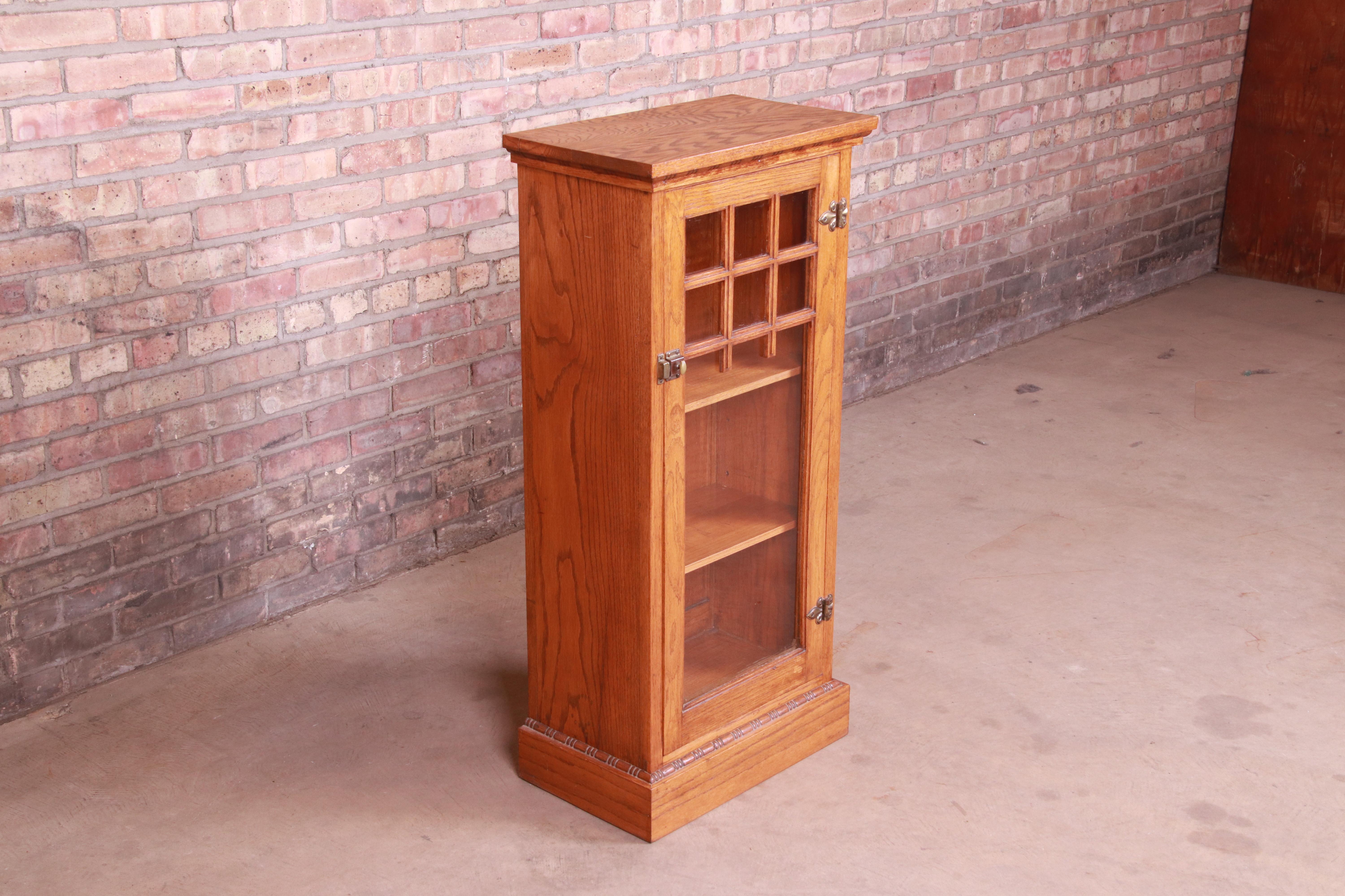 Arts and Crafts Vintage Arts & Crafts Oak Glass Front Bookcase Cabinet, circa 1920s
