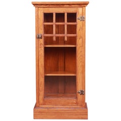 Vintage Arts & Crafts Oak Glass Front Bookcase Cabinet, circa 1920s