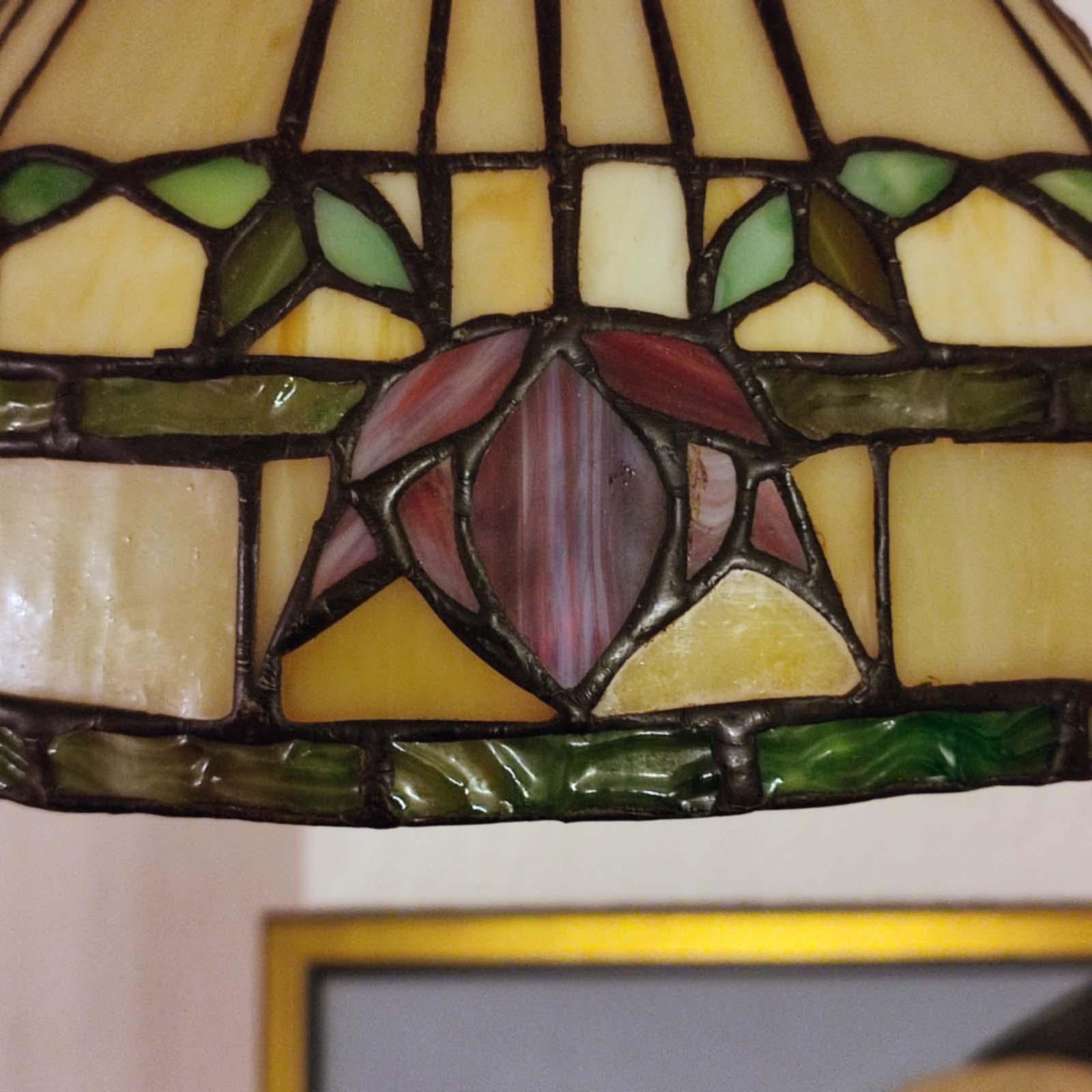 Vintage Arts & Crafts Pendant Light, Tiffany Style Fixture 6