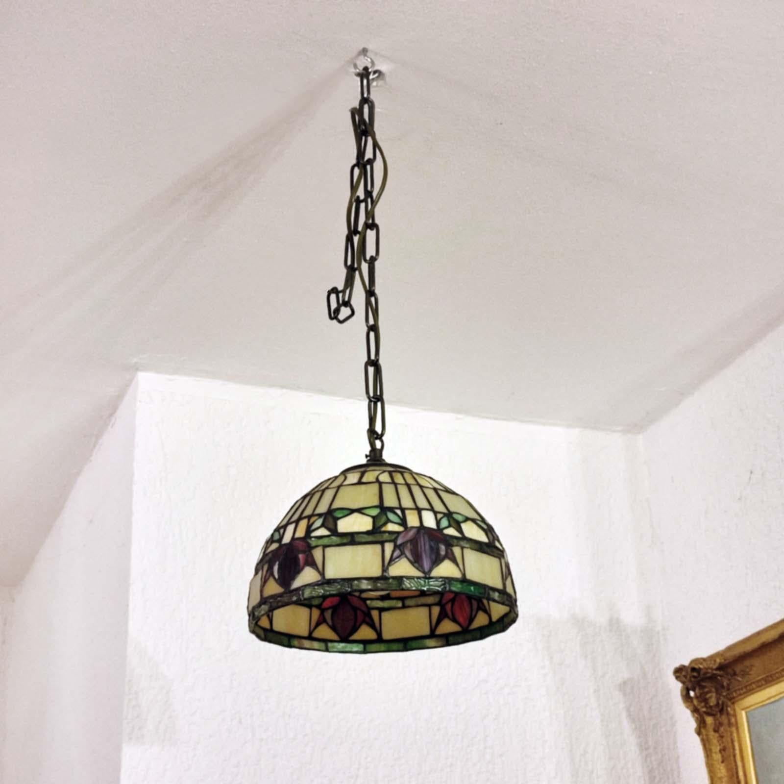European Vintage Arts & Crafts Pendant Light, Tiffany Style Fixture
