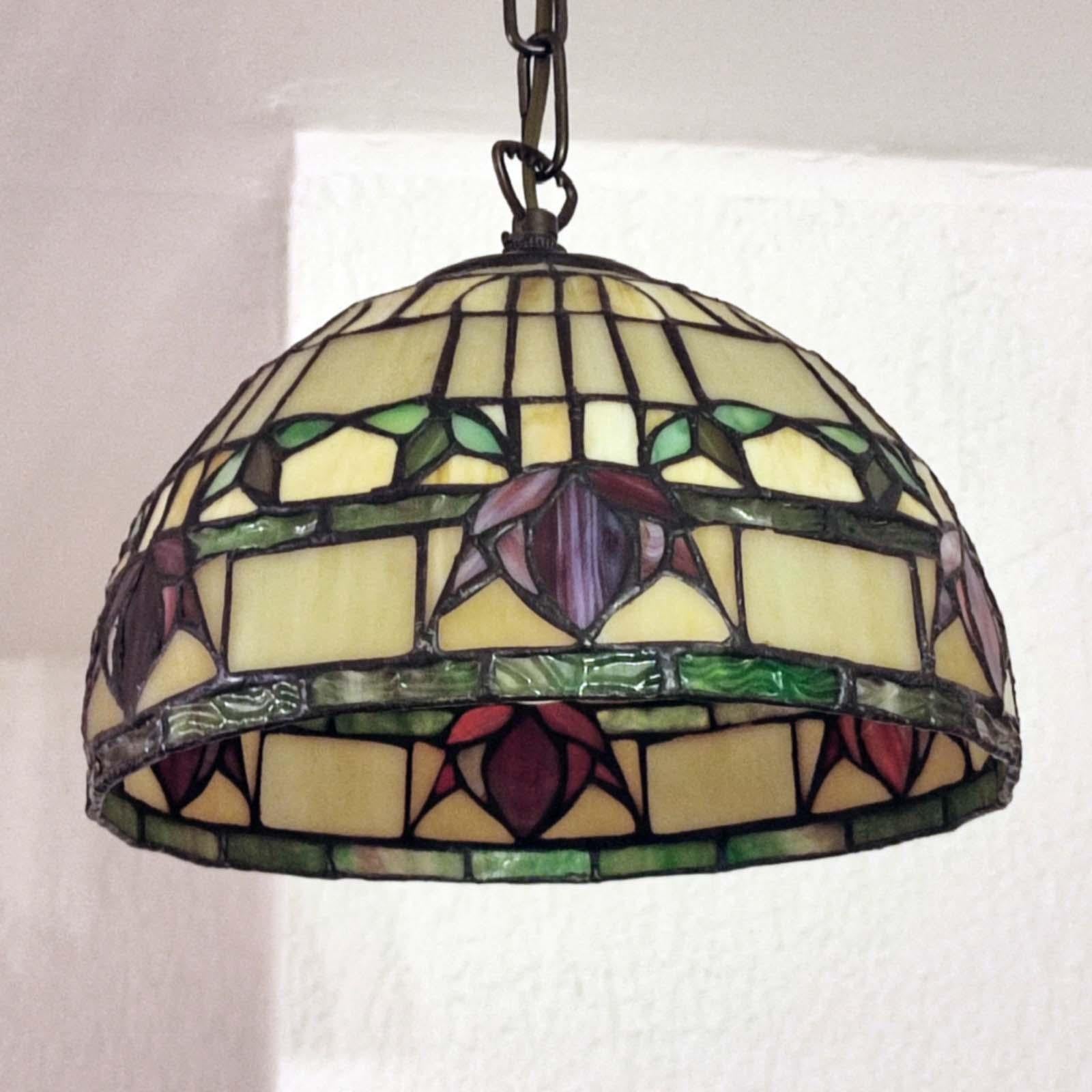 Mid-20th Century Vintage Arts & Crafts Pendant Light, Tiffany Style Fixture