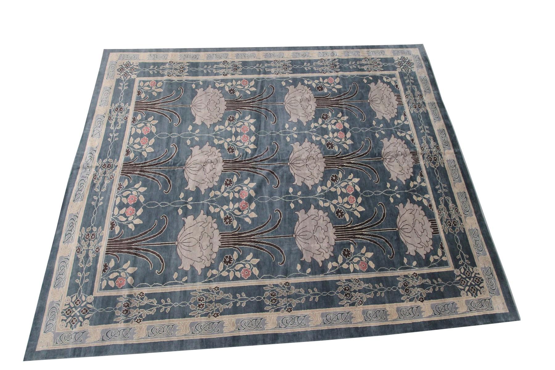 Vintage Arts & Crafts Rug Art Nouveau Rug William Morris Art Deco Rug 12x15 In Good Condition For Sale In New York, NY