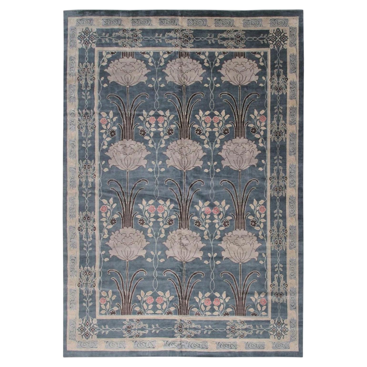 Vintage Arts & Crafts Rug Art Nouveau Rug William Morris Art Deco Rug 12x15