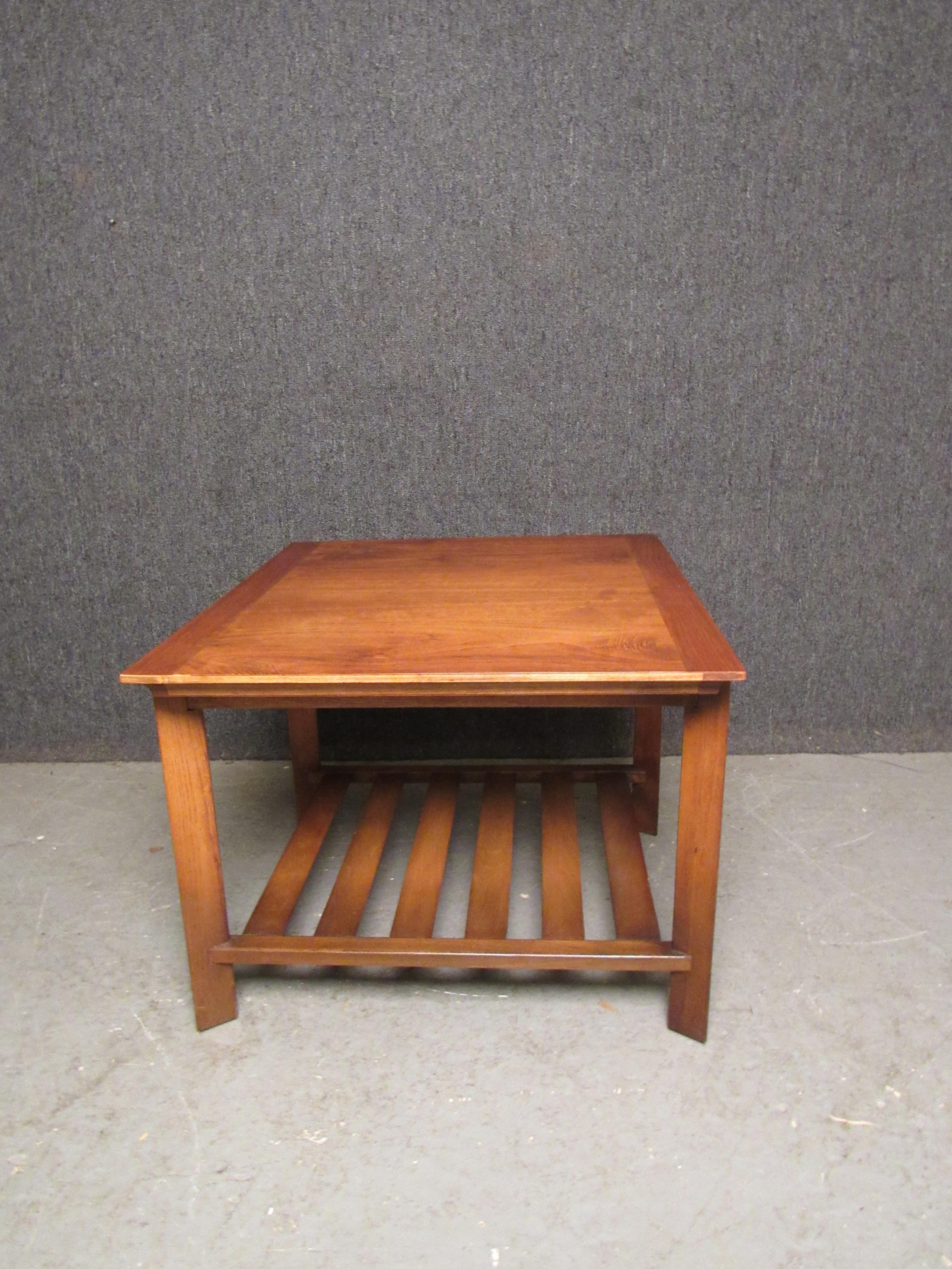 Carved Vintage Arts & Crafts Side Table by Lane Furniture For Sale