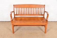 Vintage Arts & Crafts Solid Oak Lawyer's Bench, Circa 1940s