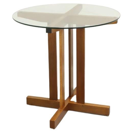 Arts & Crafts Style Glass Top Accent Table