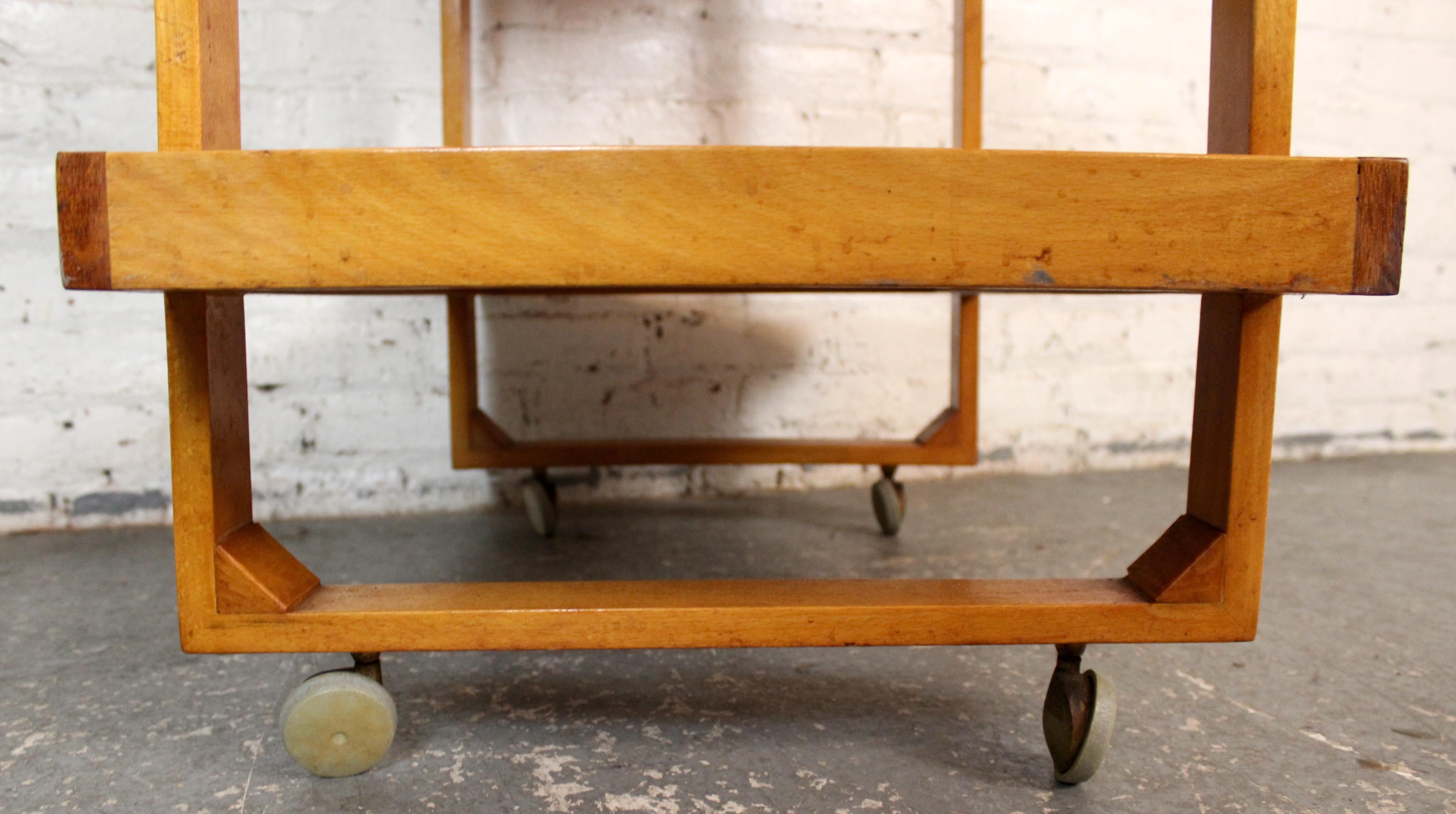 Vintage Arts & Crafts Style Parquetry Bar Cart For Sale 10