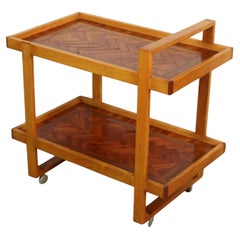 Vintage Arts & Crafts Style Parquetry Bar Cart