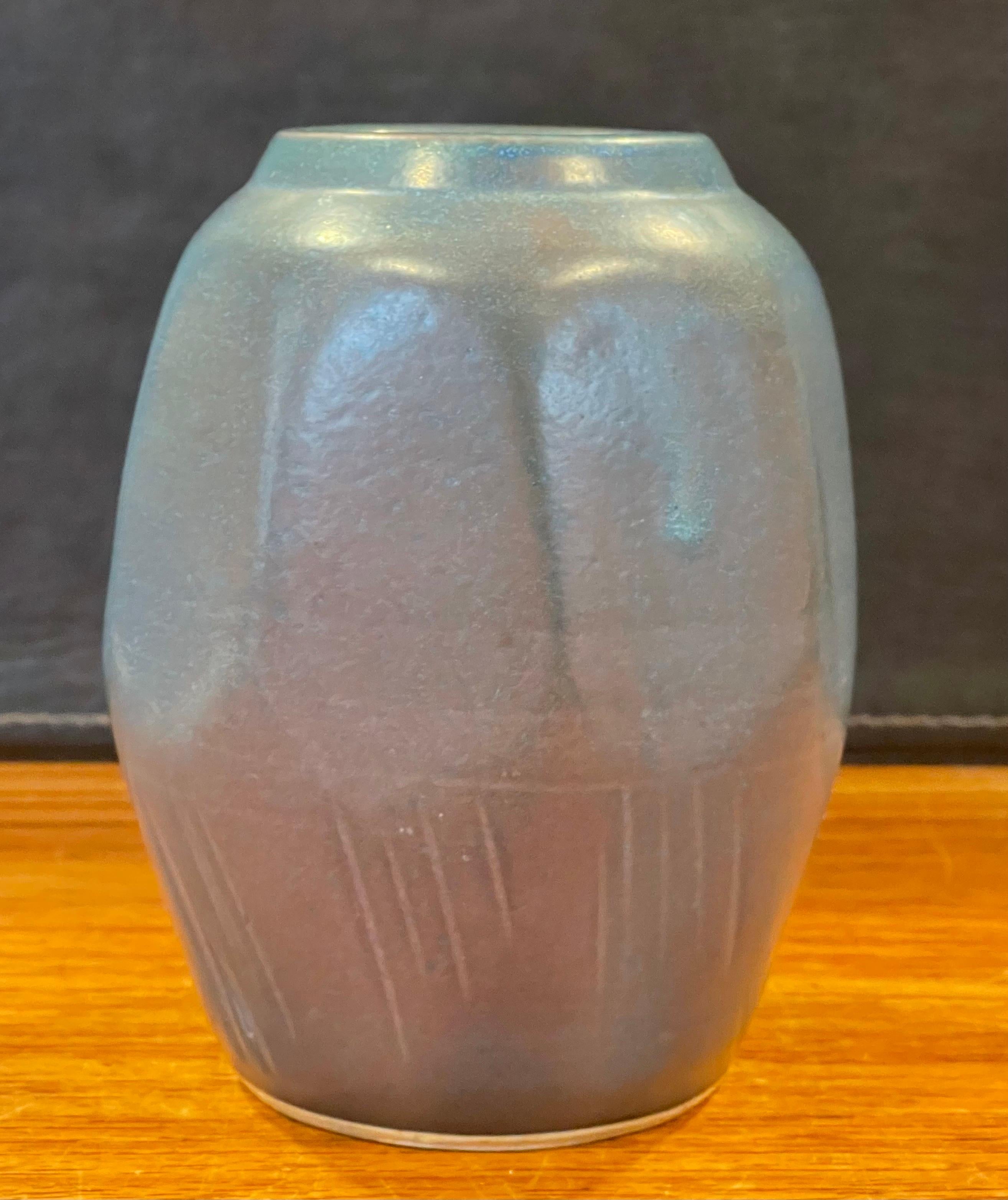 Glazed Vintage Arts & Crafts Style Pottery Vase For Sale