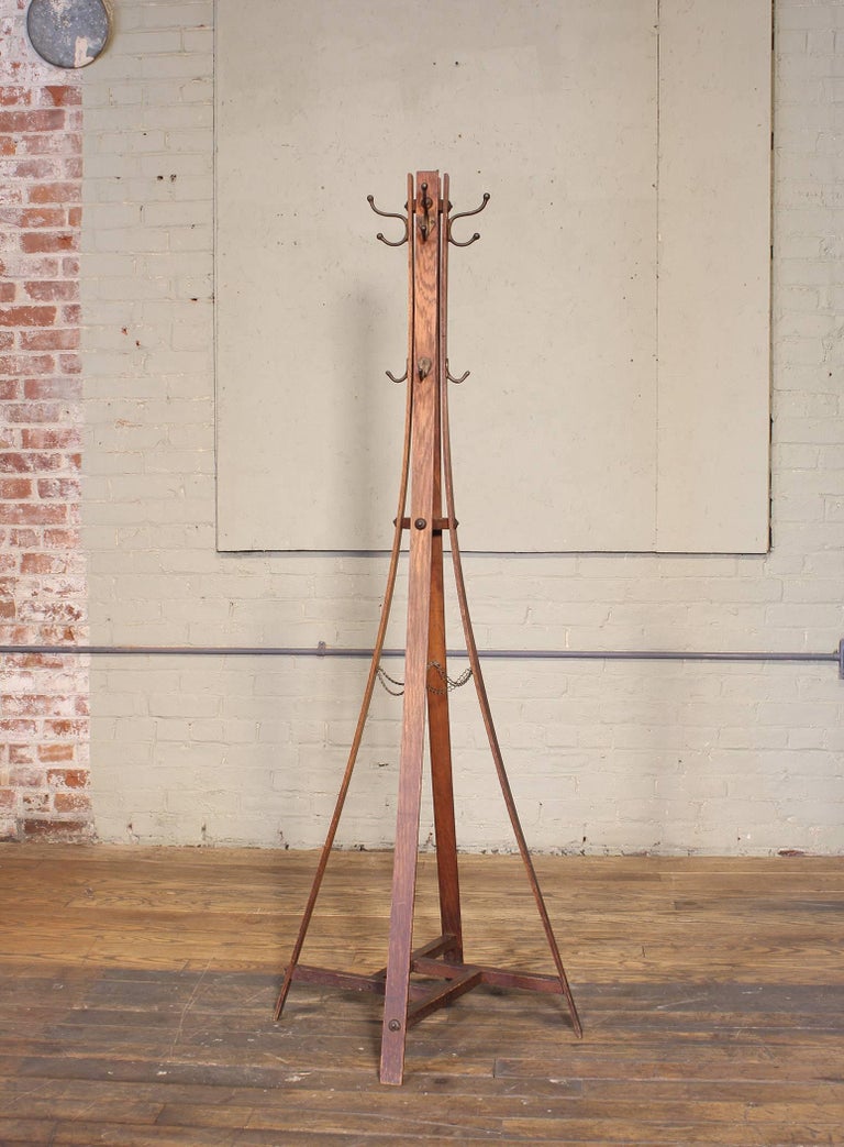 Vintage Arts and Crafts Style Wooden Coat Rack or Stand at 1stDibs