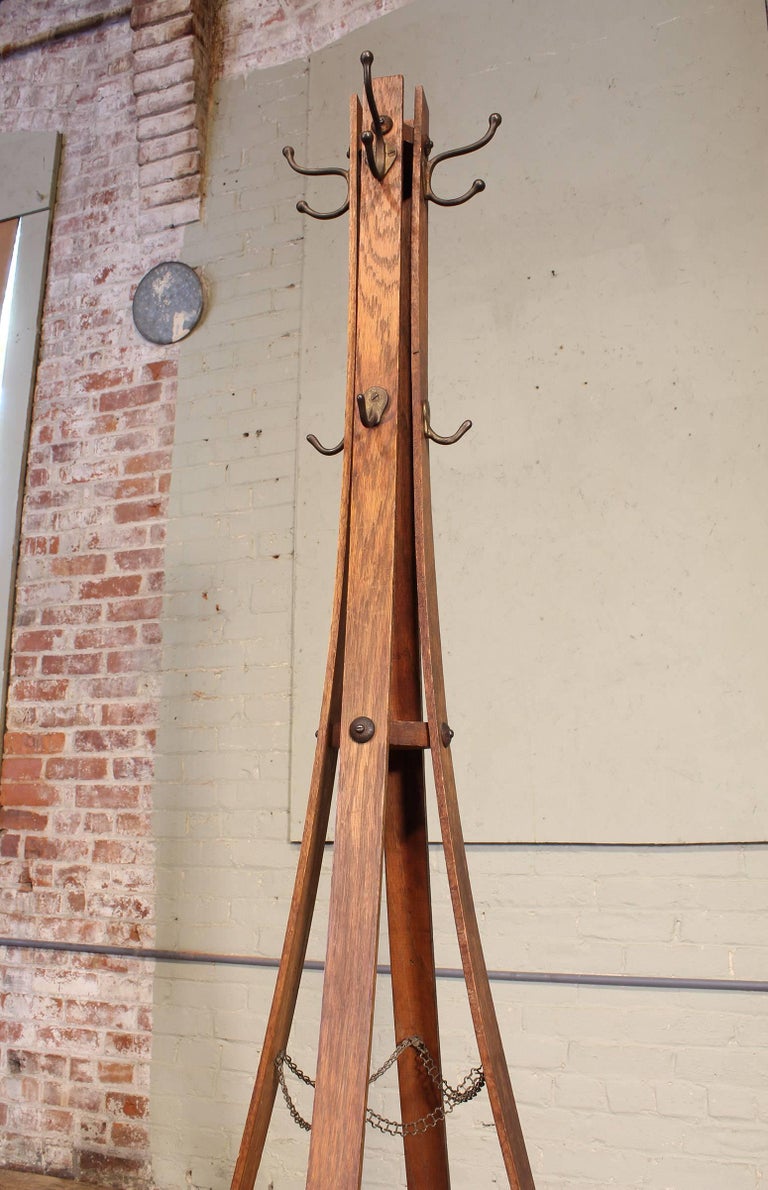 Vintage Arts and Crafts Style Wooden Coat Rack or Stand at 1stDibs