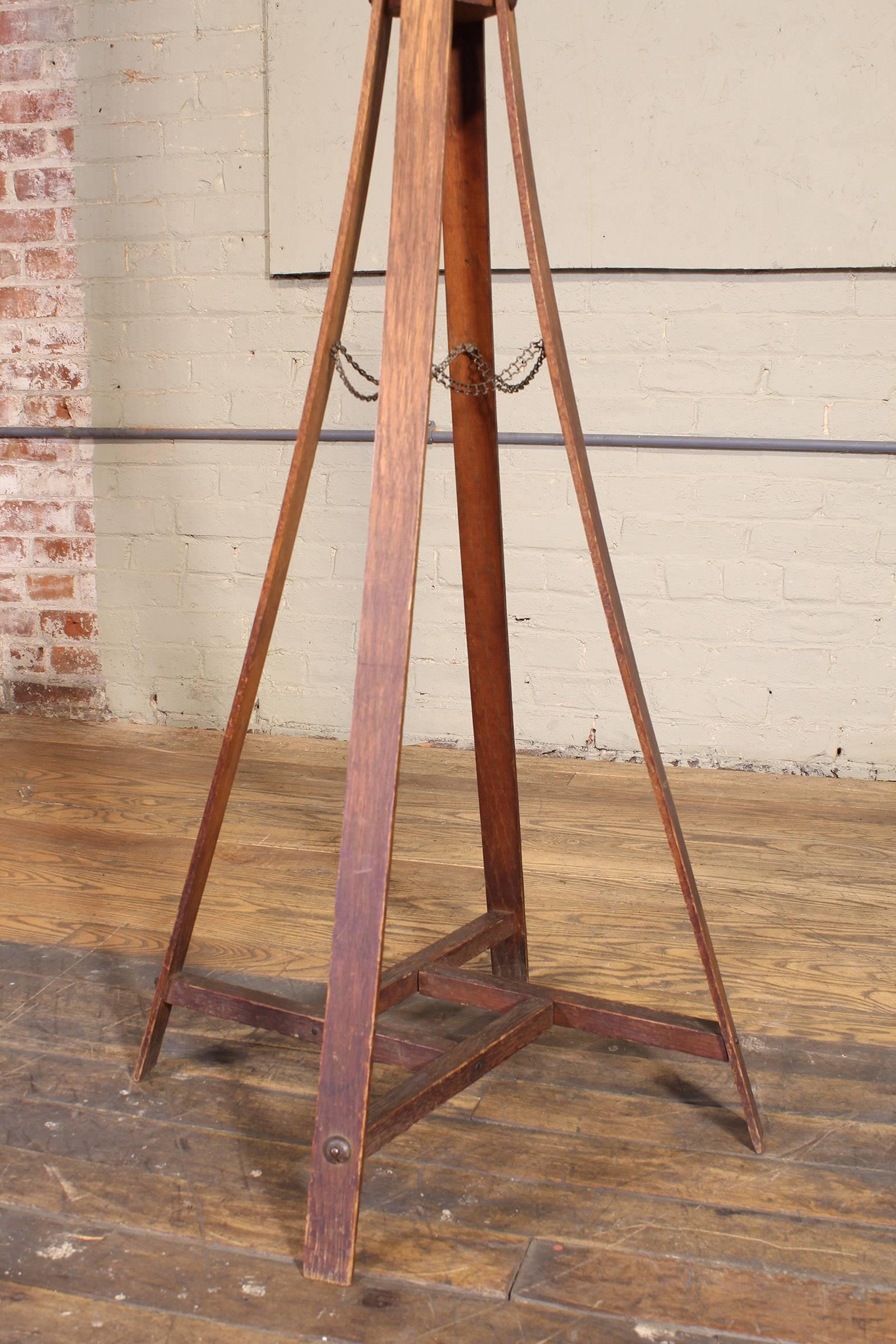 American Vintage Arts & Crafts Style Wooden Coat Rack or Stand