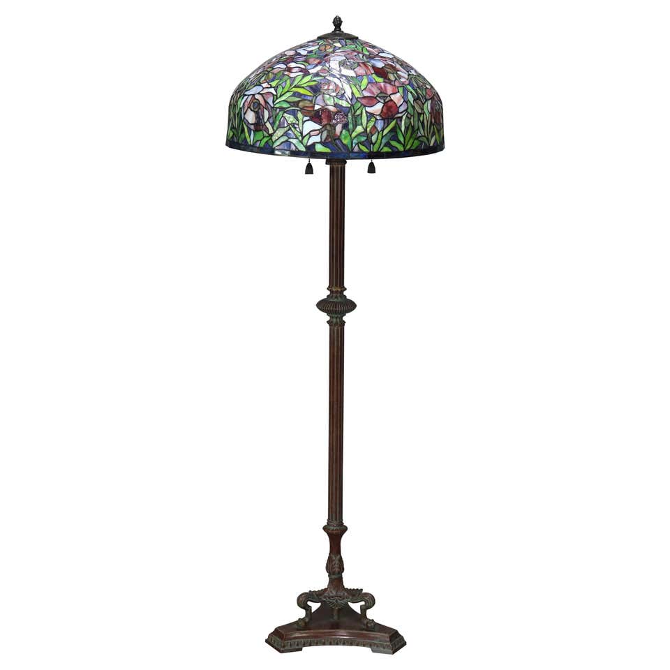 Tiffany Stained Glass Floor Lamp - 3 For Sale on 1stDibs