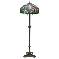 Retro Arts & Crafts Tiffany Style Mosaic Leaded Glass Floor Lamp, 20th Century