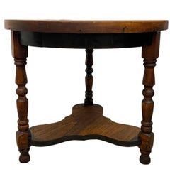 Vintage Arts & Crafts Tile Top Side Table with Turned Legs and Lower Shelf